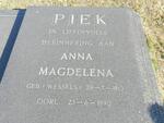 PIEK Anna Magdalena nee WESSELS 1913-1990