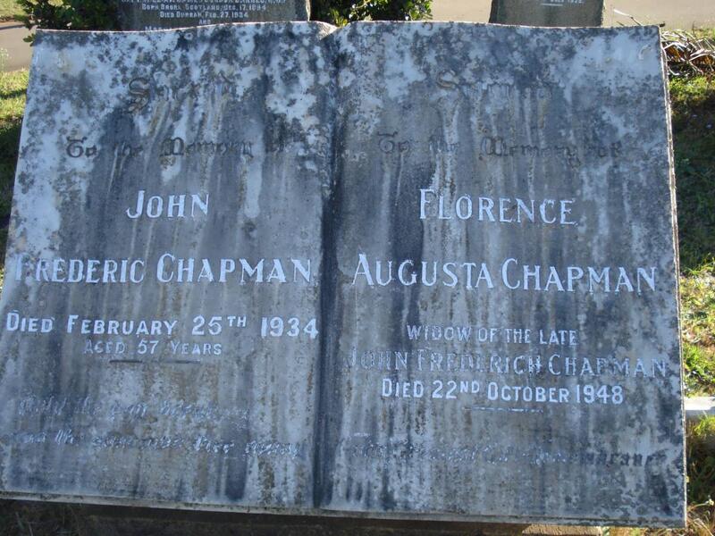 CHAPMAN John Frederic -1934 & Florence Augusta -1948