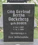 BACKEBERG Lina Gertrud Bertha nee BODEN 1902-1985