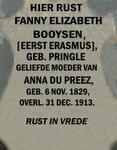 BOOYSEN Fanny Elizabeth voorheen ERASMUS nee PRINGLE 1829-1913