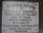 YARNELL Charles -1965 & Elizabeth -1978