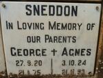 SNEDDON George 1920-1975 & Agnes 1934-1993