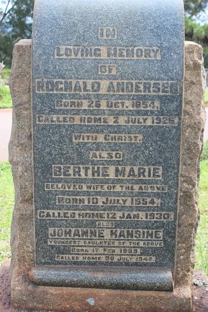 ANDERSEN Rognald 1854-1926 & Berthe Marie 1854-1930 :: HANSINE Johanne 1889-1946