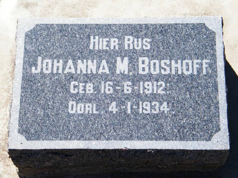BOSHOFF Johanna M. 1912-1934