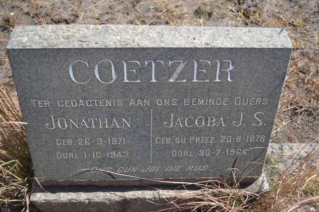 COETZER Jonathan 1871-1943 & Jacoba J.S. DU PREEZ 1878-1966