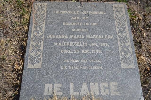 LANGE Johanna Maria Magdalena, de nee GRIESEL 1889-1946