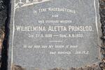 PRINSLOO Wilhelmina Aletta 1889-1933