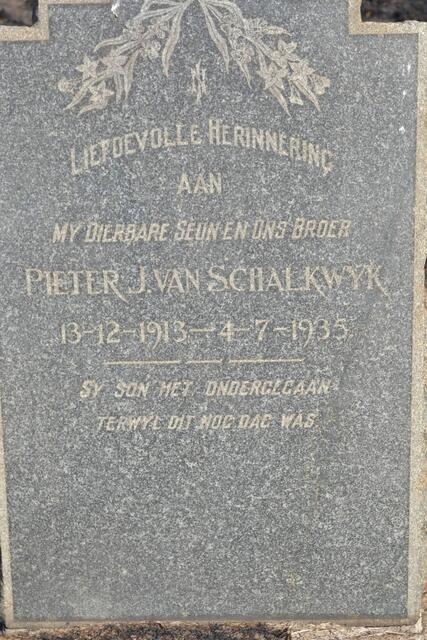 SCHALKWYK Pieter J., van 1913-1935