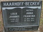 HAARHOFF Anna Francina 1897-1974 :: BECKER Leslie Johannes 1920-2004