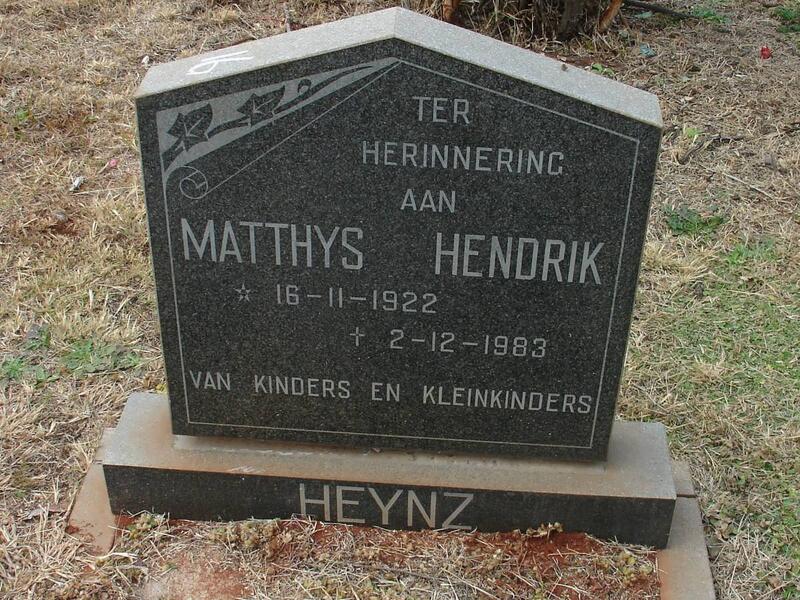 HEYNZ Matthys Hendrik 1922-1983