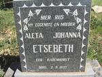 ETSEBETH Aleta Johanna nee BADENHORST -1933