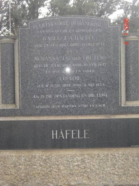 HAFELE Karel J.A. 1864-1944 & Susanna J.G. TRUTER 1864-1947 :: HAFELE Freddie 1892-1934