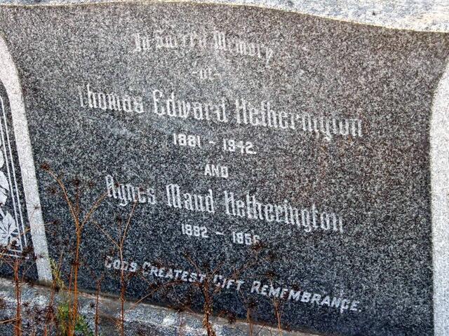 HETHERINGTON Thomas Edward 1881-1942 & Agnes Maud 1892-1956