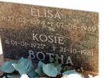 BOTHA Elisa 1894-1969 :: BOTHA Kosie 1925-1981