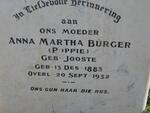 BURGER Anna Martha nee JOOSTE 1883-1932