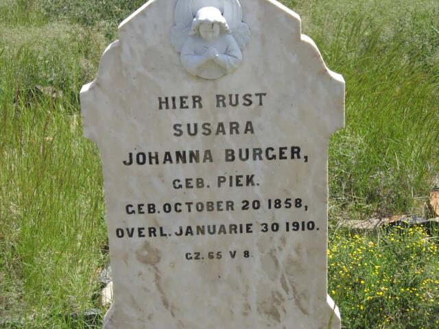 BURGER Susara Johanna nee PIEK 1858-1910