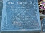 MacDONALD Henry 1923-1987 & Jacoba Magrita BLOM 1925-1987