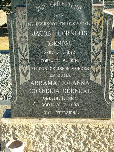 ODENDAL Jacob Cornelis 1873-1954 & Abrama Johanna Cornelia 1884-1973