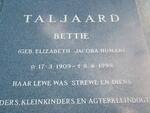 TALJAARD Elizabeth Jacoba nee HUMAN 1909-1998