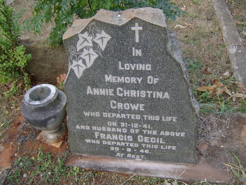 CROWE Francis Cecil -1946 & Annie Christina -1941