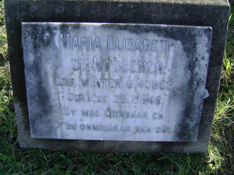 NYSSCHEN Maria Elizabeth, de nee VENTER 1906-1948