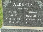 ALBERTS Jan F. 1912-1989 & Hester C. 1918-