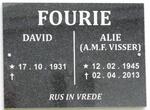 FOURIE David 1931- & A.M.F. VISSER 1945-2013