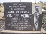 MERWE Anna Wilhelmina, van der 1912-1985