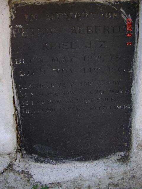KRIEL Petrus Albertus 18??-1860?