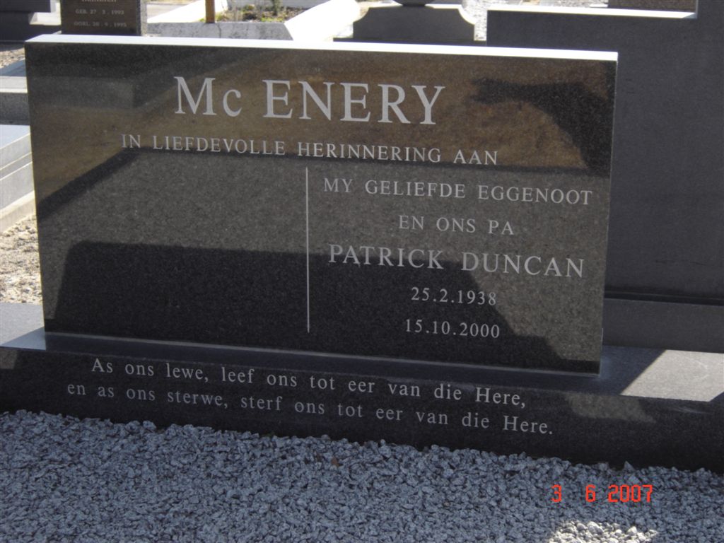 Mc ENERY Patrick Duncan 1938-2000