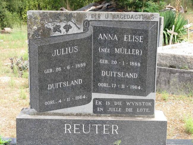 REUTER Julius 1889-1964 & Anna Elise MULLER 1888-1964