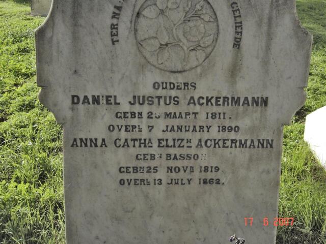 ACKERMANN Daniel Justus 1811-1890 & Anna Catharina Elizabeth ACKERMANN nee BASSON 1819-1862