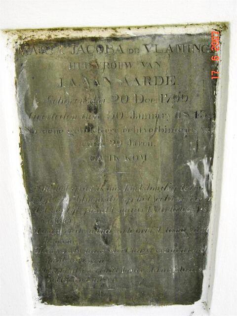 AARDE Maria Jacoba, van nee DE VLAMING 1799-1843