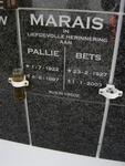 MARAIS Pallie 1922-1997 & Bets 1927-2003