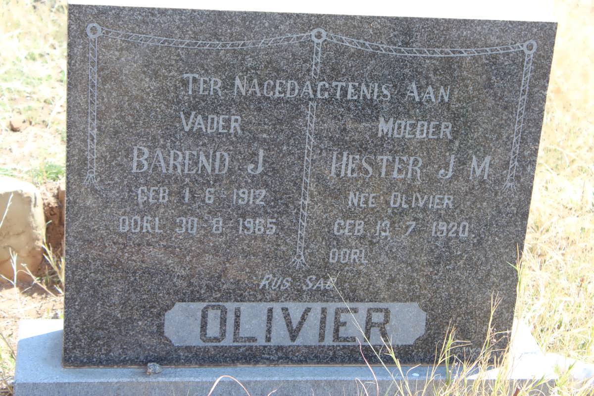 OLIVIER Barend J. 1912-1965 & Hester J.M. OLIVIER 1920-