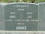 ADAMS George 1887-1971 & Lilly 1895-1978