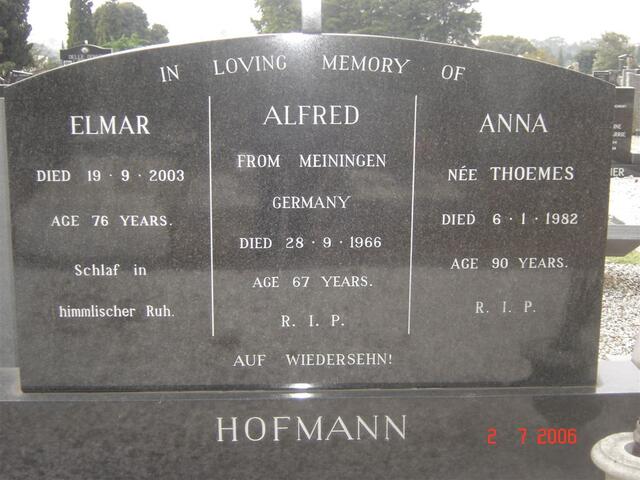 HOFMANN Alfred -1966 & Anna THOEMES -1982 :: HOFMANN Elmar -2003