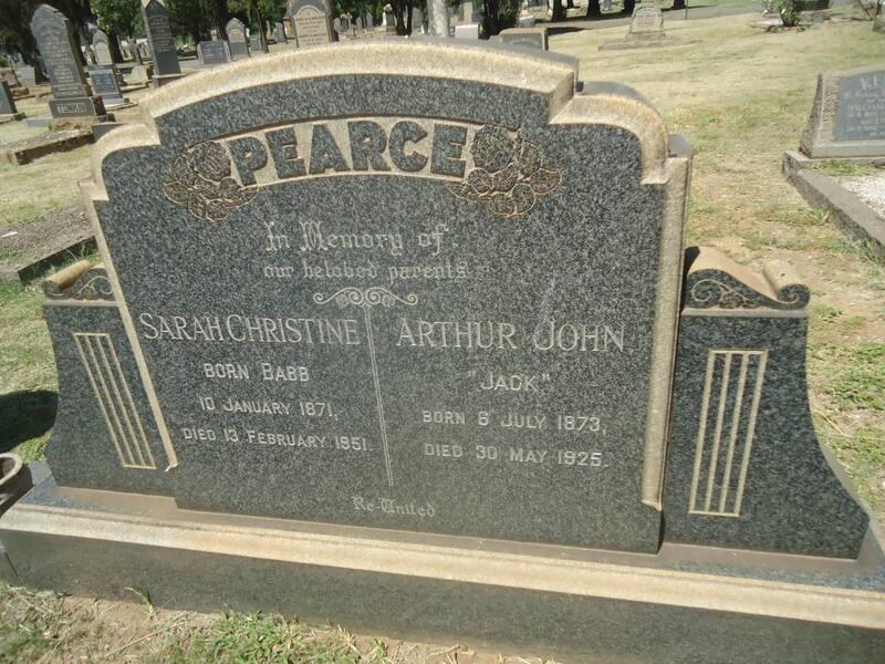 PEARCE Arthur John 1873-1925 & Sarah Christina BABB 1871-1951