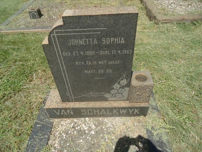 SCHALKWYK Johnetta Sophia, van 1899-1963