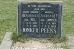 JONKER Hendrina A. nee NEL 1894-1957 :: PEENS Aletha M.F. nee JONKER 1917-1988