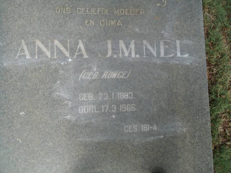 NEL Anna J.M. nee RONGE 1883-1966