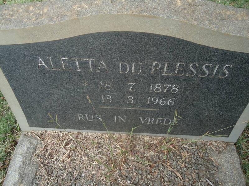 PLESSIS Aletta, du 1878-1966