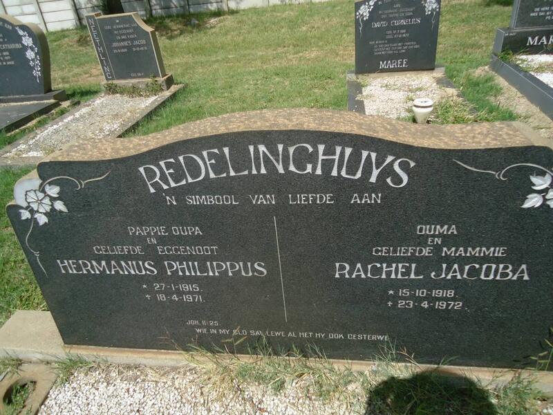 REDELINGHUYS Hermanus Philippus 1915-1971 & Rachel Jacoba 1918-1972
