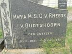 OUDTSHOORN Maria M.S.C., v. Rheede v. nee COETZER 1891-1975