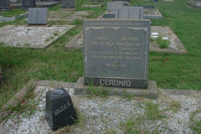 CERONIO Sarel Frederick 1874-1956 & Jacoba Magdalena KRUGER 1876-1958