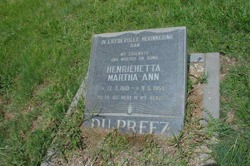 PREEZ Henriehetta Martha Ann, du 1910-1959
