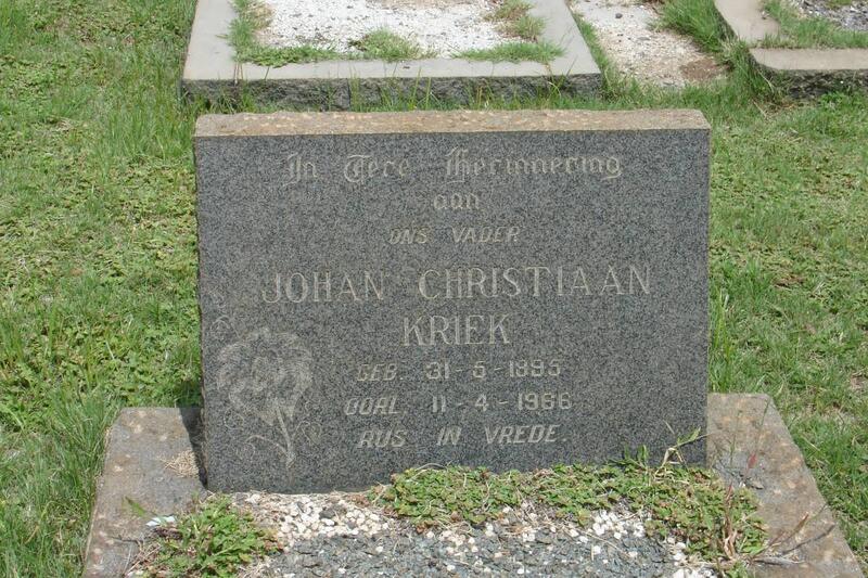 KRIEK Johan Christiaan 1895-1966