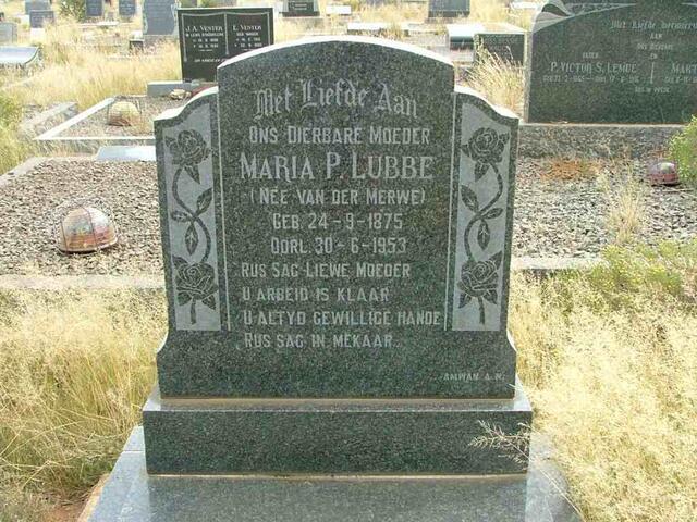 LUBBE Maria P. nee VAN DER MERWE 1875-1953