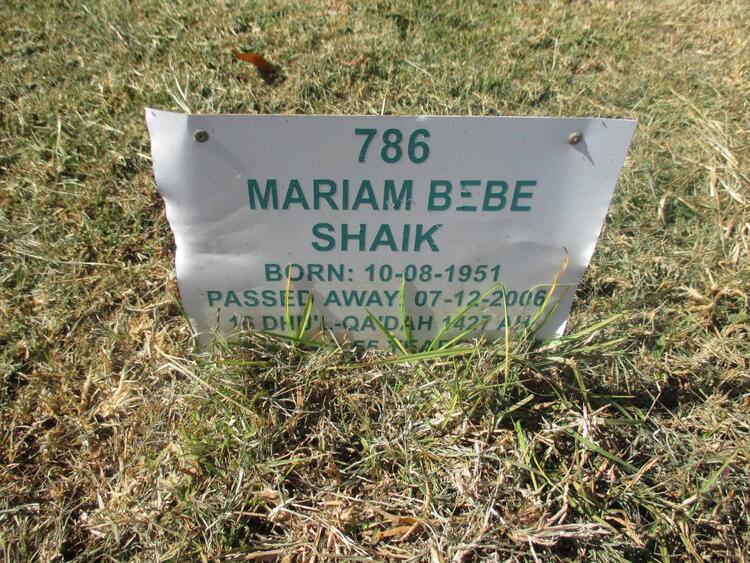 SHAIK Miriam Bebe 1951 - 2006