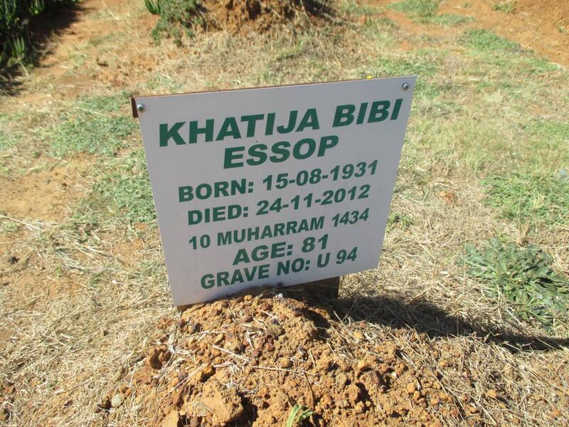 ESSOP Khatija Bibi 1931-2012